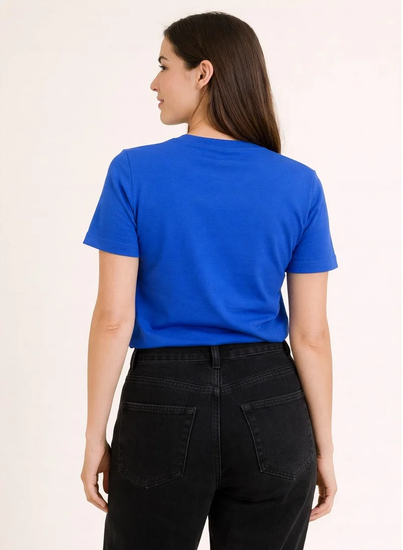 لعب البولو تيشيرت نسائي برسومات - أزرق ملكي